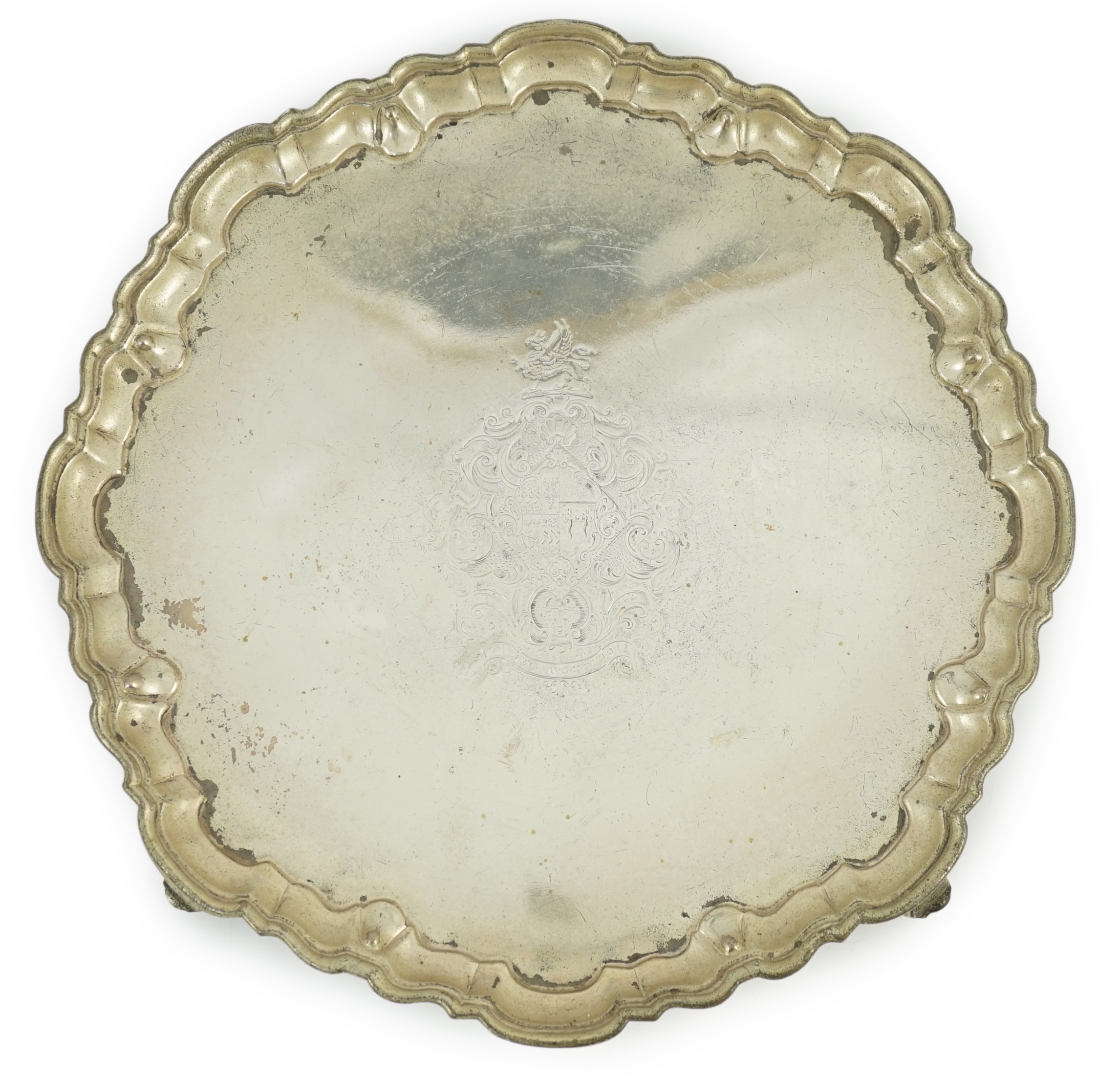 A George II silver salver, maker's mark RP